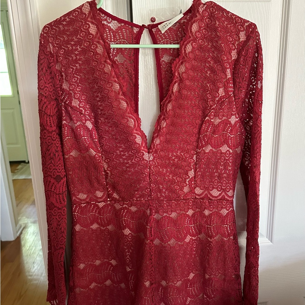 The Room Red Lace Jumpsuit